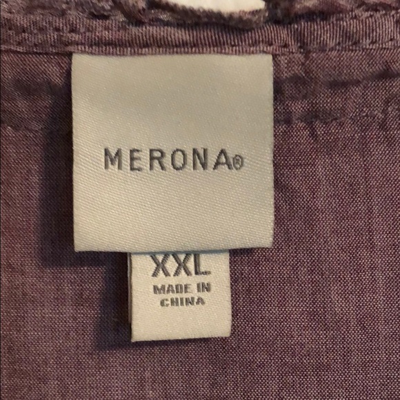 Smokey purple short sleeve linen blouse XXL Merona - Picture 2 of 6